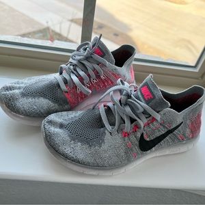Pink and Gray Nike Free RN Flyknit Women